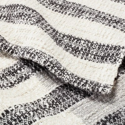 Contrast Edge Stripe Throw Blanket Railroad Gray/Cream - Hearth & Hand™ With Magnolia 3 Contrast Edge Stripe Throw Blanket Railroad Gray/Cream - Hearth & Hand™ With Magnolia - Image 3