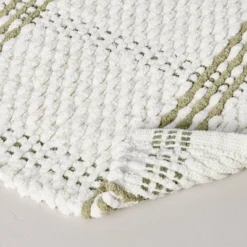 20"x32" Open Plaid Bath Rug Green/Cream - Hearth & Hand™ With Magnolia: Woven Cotton, Machine Washable -Hearth & Hand with Magnolia GUEST 1880fe11 0f14 41f4 b165 580db8ba39b3