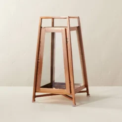 Raised Metal & Glass Pillar Candle Lantern Copper - Hearth & Hand™ With Magnolia -Hearth & Hand with Magnolia GUEST 6539ef87 2624 49f6 ba33 026e18d1ec9e