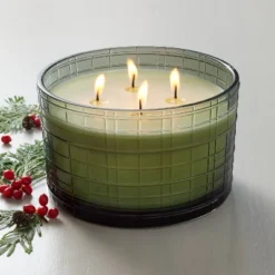 Textured Glass Balsam & Berry Jar Christmas Candle Green 24oz - Hearth & Hand™ With Magnolia