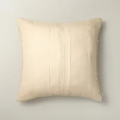 24"x24" Textured Fringe Indoor/Outdoor Square Throw Pillow Natural - Hearth & Hand™ With Magnolia -Hearth & Hand with Magnolia GUEST 9663e927 a62d 49a4 8e23 424fe8485a95