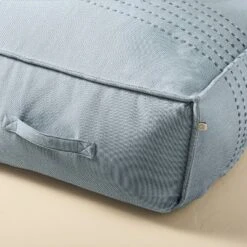 44"x22"x10 Rib Stripe Woven Chambray Outdoor Patio Cushioned Bench Blue - Hearth & Hand™ With Magnolia -Hearth & Hand with Magnolia GUEST 9d60275c b9a9 4ec1 9ed9 2707c956cba3