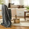 Chipped Stripe Woven Throw Blanket Dark Gray/Cream/Almond - Hearth & Hand™ With Magnolia