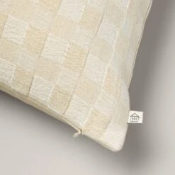26"x26" Checkerboard Textured Euro Pillow Beige - Hearth & Hand™ With Magnolia: Farmhouse Throw Pillow, Cotton, Indoor Use -Hearth & Hand with Magnolia GUEST d70862e2 04a2 4477 8f05 ae4ced52dd1e
