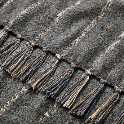 Chipped Stripe Woven Throw Blanket Dark Gray/Cream/Almond - Hearth & Hand™ With Magnolia 2 Chipped Stripe Woven Throw Blanket Dark Gray/Cream/Almond - Hearth & Hand™ With Magnolia - Image 2